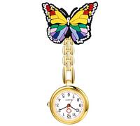 OIDEA Reloj Enfermera Cuarzo Analógico:Reloj Medico-Aid con Esfera Blanca Escala de Números Arábigos con decoración de Mariposas - Unisex