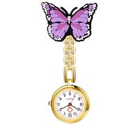 OIDEA Reloj Enfermera Cuarzo Analógico:Reloj Medico-Aid con Esfera Blanca Escala de Números Arábigos con decoración de Mariposas - Unisex