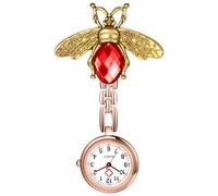 OIDEA Reloj Enfermera Cuarzo Analógico:Reloj Medico-Aid con Esfera Blanca Escala de Números Arábigos con decoración de Abejas de Cristal- Unisex