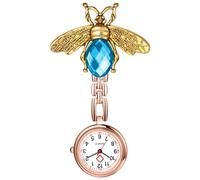 OIDEA Reloj Enfermera Cuarzo Analógico:Reloj Medico-Aid con Esfera Blanca Escala de Números Arábigos con decoración de Abejas de Cristal- Unisex