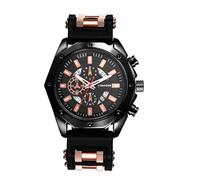 OIDEA - Reloj para hombre, correa de silicona, analógico, cuarzo, esfera grande, estilo deportivo, regalo de cumpleaños, día del padre, Negro y oro rosa, pulsera