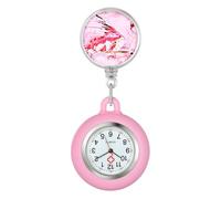 Oidea Reloj retráctil para enfermeras y médicos: diseño de cielo estrellado, cubierta de silicona, reloj de solapa para enfermera, reloj de bolsillo con solapa para colgar en el bolsillo con segunda