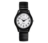 OIDEA Relojes Correa Elástica Pareja: Reloj de Cuarzo Analógico Redondo Negro para Hombre Correa Extensible de Acero Inoxidable Escala de Números Arábigos Grande - para Ocio Negocios Regalos