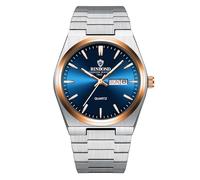 OIDEA Relojes Cuarzo Analógicos Hombre: Reloj Luminoso Redondo de Aceros Inoxidables con Puntero Azul Esfera Escala Rayada - Ropa Diari