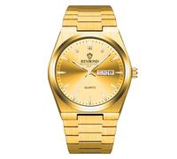 OIDEA Relojes Cuarzo Analógicos Hombre: Reloj Luminoso Redondo de Aceros Inoxidables con Puntero Oro Esfera Escala Rayada - Ropa Diari