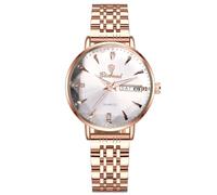 OIDEA Relojes Cuarzo Analógicos Mujer: Reloj Luminosos Redondo Estanco Corazón del Océano con Escala de Imitación Diamante Correa Acero Inoxidable Dial Blanco - Ropa Diaria
