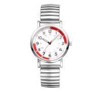 Oidea Relojes de enfermera para mujer: 24 horas de fácil lectura, pulsómetro, reloj médico, correa elástica, reloj analógico, plata