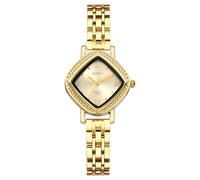 OIDEA Relojes de oro para mujer: elegante reloj de pulsera analógico de cuarzo con esfera cuadrada de rombos rojos, correa de acero inoxidable desmontable, vestido de negocios, reloj de pulsera para
