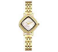 OIDEA Relojes de oro para mujer: elegante reloj de pulsera analógico de cuarzo con esfera cuadrada de rombos rojos, correa de acero inoxidable desmontable, vestido de negocios, reloj de pulsera para