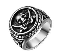 OIDEA Vintage Cráneo Anillo para Hombre : Calavera Pirata Cuchillo Anillo de Acero Inoxidable Moto Rock Punk - Para Uso Diario Fiesta de Halloween Regalo Plata
