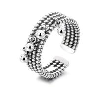 OIDIMS Anillo de bola vintage con cuentas de borla para mujeres y hombres, diseño único, bolas pequeñas, dijes de banda abierta, anillos de dedo ajustables, joyería geométrica de moda para vacaciones