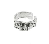OIDIMS Anillos únicos de media cara vintage de ícaro para mujeres y hombres, anillo extraño, creación de Adán, anillo de nudillos, estilo punk, ajuste cómodo, vacaciones, fiesta, mitología griega