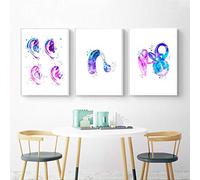 Oído Estructura Anatomía Poster Biauricular Sida Imprimir Acuarela Audio Ola Cuadros Audiólogo Regalo Médico Oficina Clínica Pared Decoracion Lienzo Arte Pintura G06074