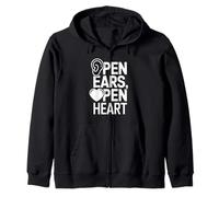 Oídos abiertos Corazón abierto Empatía Escuchar Mensaje Sudadera con Capucha