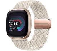 Oielai Trenzado Band Compatible con Correa Fitbit Versa 4, Correas Versa 3, Cinta Deportiva de Nailon Suave con Cierre Magnético para Fitbit Sense 2, Sense para Hombres Mujeres, Blanco Estrella