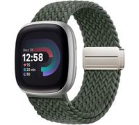 Oielai Trenzado Band Compatible con Correa Fitbit Versa 4, Correas Versa 3, Cinta Deportiva de Nailon Suave con Cierre Magnético para Fitbit Sense 2, Sense para Hombres Mujeres, Verde