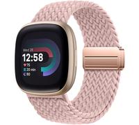 Oielai Trenzado Band Compatible con Correa Fitbit Versa 4, Correas Versa 3, Cinta Deportiva de Nailon Suave con Cierre Magnético para Fitbit Sense 2, Sense para Hombres Mujeres, Rosa