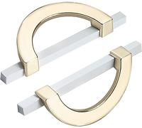 OIFAODAO, 2 pomos de gabinete aleación zinc, decorativos, semicírculos, puerta, manijas armario, palancas, anillo for, librero ，Tiradores de anilla(Gold+white,Hole distance 96mm)