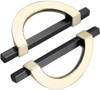 OIFAODAO, 2 pomos de gabinete aleación zinc, decorativos, semicírculos, puerta, manijas armario, palancas, anillo for, librero ，Tiradores de anilla(Black+gold,Hole distance 128mm)