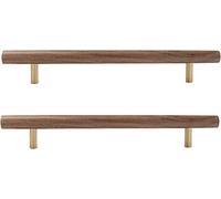 OIFAODAO, 2 uds tiradores perillas cajón gabinete manijas barra en T de puerta for armario cocina nogal,Tiradores de madera para puertas(Hole distance:224mm)