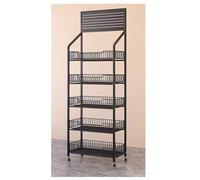 OIFAODAO, 4/5 niveles con ganchos, for oficina, cocina, gabinete, despensa, fiesta de concesión, organizador estantería fácil montar ，Estanterías para exposición de productos(Black 5 Tier,L 60CM/24IN)