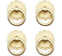 OIFAODAO, 4 Uds. Tiradores de anillo latón antiguo, manijas for gabinetes cocina, cajón armario, herrajes for muebles Vintage, tracción estilo ，Tiradores de anilla(Gold)