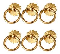 OIFAODAO, 6 uds. Tirador de puerta flor Vintage latón, perillas cajón aparador gabinete, herrajes for muebles chinos ，Tiradores de anilla(Brass,Diameter:3.5mm)
