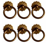 OIFAODAO, 6 uds. Tirador de puerta flor Vintage latón, perillas cajón aparador gabinete, herrajes for muebles chinos ，Tiradores de anilla(Bronze,Diameter:3.5mm)
