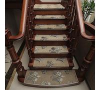 OIFAODAO Alfombrillas para escaleras， 10 Uds. for niños y Ancianos, alfombras Lavables for escaleras, Protectores de escalones reutilizados autoadhesivos, Alfombrilla for Madera(Khaki,31 * 9in)