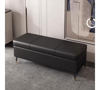 OIFAODAO Armario de Zapatos， Banco otomano de Cuero con Almacenamiento y Asiento(Black,40X40X45cm)