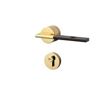 OIFAODAO Cerradura silenciosa., Cerradura for Puerta de Dormitorio Interior, Cuero Liso Dorado, Estilo nórdico, Apta for Puertas 35 a 50 mm Grosor(with Key)