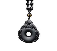 OIFAODAO, Colgante de collar obsidiana Pixiu aleja la mala suerte,Collar de obsidiana