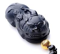 OIFAODAO, Colgante de obsidiana natural, collar masculino PiXiu for mujer,Collar de obsidiana