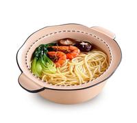 OIFAODAO, Cuenco de cerámica for fideos instantáneos, cuenco con asa, for Ramen, grande for Udon, for sopa for microondas ，Cuenco de cerámica para fideos(Pink)