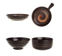 OIFAODAO El plato， Ensaladera, cuencos for servir, cuenco for sopa, juego de vajilla, 4 piezas for plato cena, ensaladera, for ramen y(White)