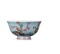 OIFAODAO El tazón de cerámica, Cuenco de cerámica, cuenco arroz porcelana estilo antiguo palacio chino, for el hogar 12 cm 4,72 pulgadas, con pie alto