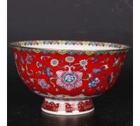 OIFAODAO El tazón de cerámica, Cuenco de cerámica, cuenco arroz porcelana estilo palacio antiguo chino, china 12 cm con patrón flores familia rosa for decorar