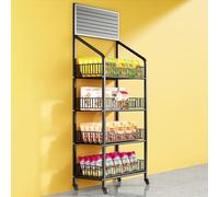 OIFAODAO, Estante Grande de Metal for Aperitivos supermercado 4 Niveles, Soporte exhibición Patatas Fritas for Tienda minorista con Ruedas ，Estanterías para exposición de Productos(140x27x60cm)