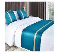 OIFAODAO Faldón de Cama, Camino de Cama Suave, Morado, satén Sedoso, Color Liso, decoración for el hogar, Bufandas, Bufanda cabecera Moda(BLU,50 * 240cm for 180cm Bed)