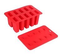 OIFAODAO, Juego de moldes for paletas de silicona de 10 celdas, molde for hacer helados congelados + 12 palos de madera con tapa,Molde de helado