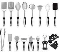 OIFAODAO, Juego de Utensilios Cocina 25 Nailon y Acero Inoxidable, antiadherentes Resistentes al Calor, Las Mejores Herramientas Silicona, Acceso útil a ollas sartenes,Cuchara de Cocina