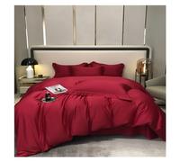 OIFAODAO, Juegos de Cama algodón Egipcio, Ropa, sábanas Color sólido, Funda Almohada, nórdica Queen King,Algodón Egipcio(Red,Queen)