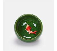 OIFAODAO La taza， Cuencos, taza de té carpa 3D esmaltada con hielo agrietado, cerámica peces coloridos, juego kung fu, maestra 6 colores(42 Kl1)