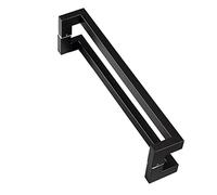 OIFAODAO Puerta de vidrio, Ducha de baño moderna alta resistencia con entrada acero inoxidable, herrajes, tirador puerta cobertizo vidrio dos lados(Black,47.24in (120cm))