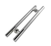OIFAODAO Puerta de vidrio, Manijas de granero for puertas corredizas acero inoxidable alta resistencia, con tubo redondo vidrio, for mamparas ducha puerta(60x40cm)