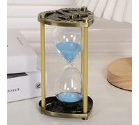 OIFAODAO Reloj de Arena, Reloj de Arena Decorativo con Marco Metal for niños, Temporizador 5 o 10 Minutos for Cepillado Dientes, baño, Cocina y Limpieza(BLU,10 Minutes 14.6 * 8cm)
