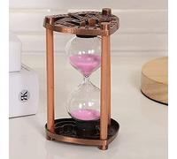 OIFAODAO Reloj de Arena, Reloj de Arena Decorativo con Marco Metal for niños, Temporizador 5 o 10 Minutos for Cepillado Dientes, baño, Cocina y Limpieza(Roze,5 Minutes 11.5 * 7cm)