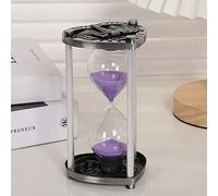 OIFAODAO Reloj de Arena, Reloj de Arena Decorativo con Marco Metal for niños, Temporizador 5 o 10 Minutos for Cepillado Dientes, baño, Cocina y Limpieza(Purple,10 Minutes 14.6 * 8cm)