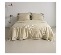 OIFAODAO, Sábanas de algodón Egipcio, Funda Almohada, nórdica, Juegos Cama, Ropa tamaño Doble, Queen y King, Color sólido,Algodón Egipcio(Beige,Queen)
