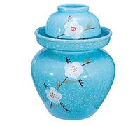 OIFAODAO, Tarro de cerámica con Tapa, Kit fermentación Tradicional Chino Flores esclusa Aire Sello Agua,Recipiente de fermentación de cerámica(0.75KG)